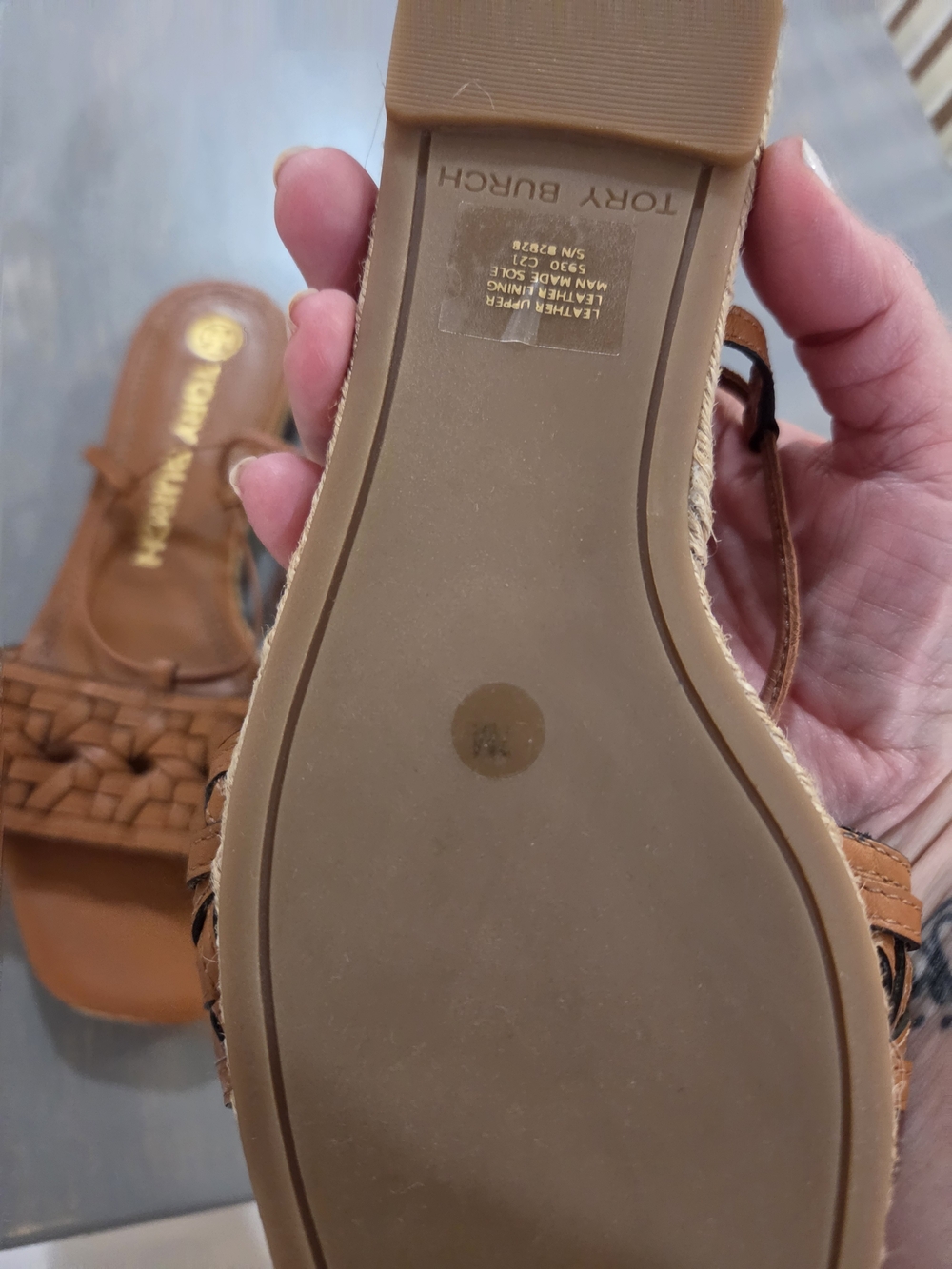 Tory Burch Basketweave Lace-Up Women's Sandals in Cognac - Picture 8 of 15